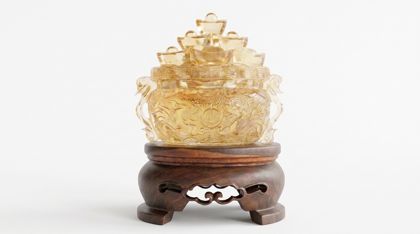 Kristal citrine berbentuk mangkuk emas imperial